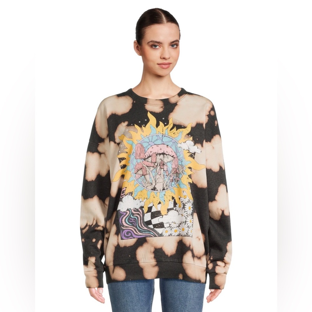 No Boundaries Mushroom Graphic Tie-Dye Sweatshirt 1x - Picture 9 of 11